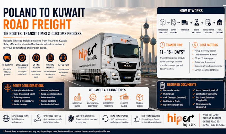 Poland to Kuwait Road Freight: TIR Routes, Transit Times & Customs Process