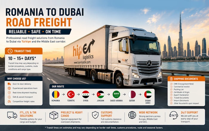 Romania to Dubai Road Freight: Turkey Transit Route & GCC Delivery Guide