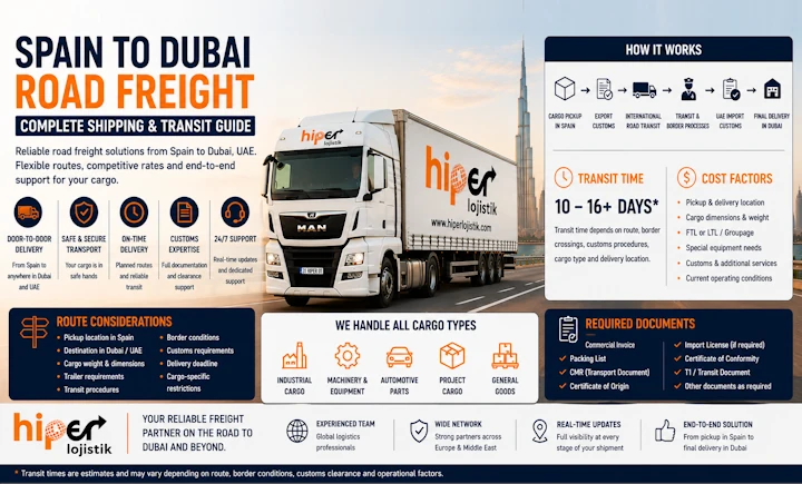 Spain to Dubai Road Freight: Complete Shipping & Transit Guide
